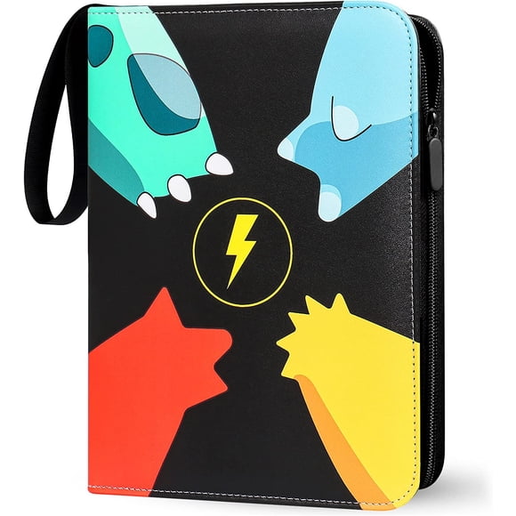 J&G Trading Card Holder | Album Folder 4 Pockets Fit 400 Trading Card Games Collection Binder | Portable Waterproof Card Binder Collection Gifts for Boys Girls