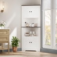 thumbnail image 3 of Farmhouse Corner Storage Cabinet with Door, Adjustable Shelf, Narrow Floor Organizer for Bathroom, Pantry, Living Room, Kitchen, 3 of 8