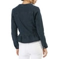 thumbnail image 3 of INSPIRE CHIC Women's Denim Jackets Button Down Peplum Hem Long Sleeves Cropped Jean Jackets Blue S, 3 of 7