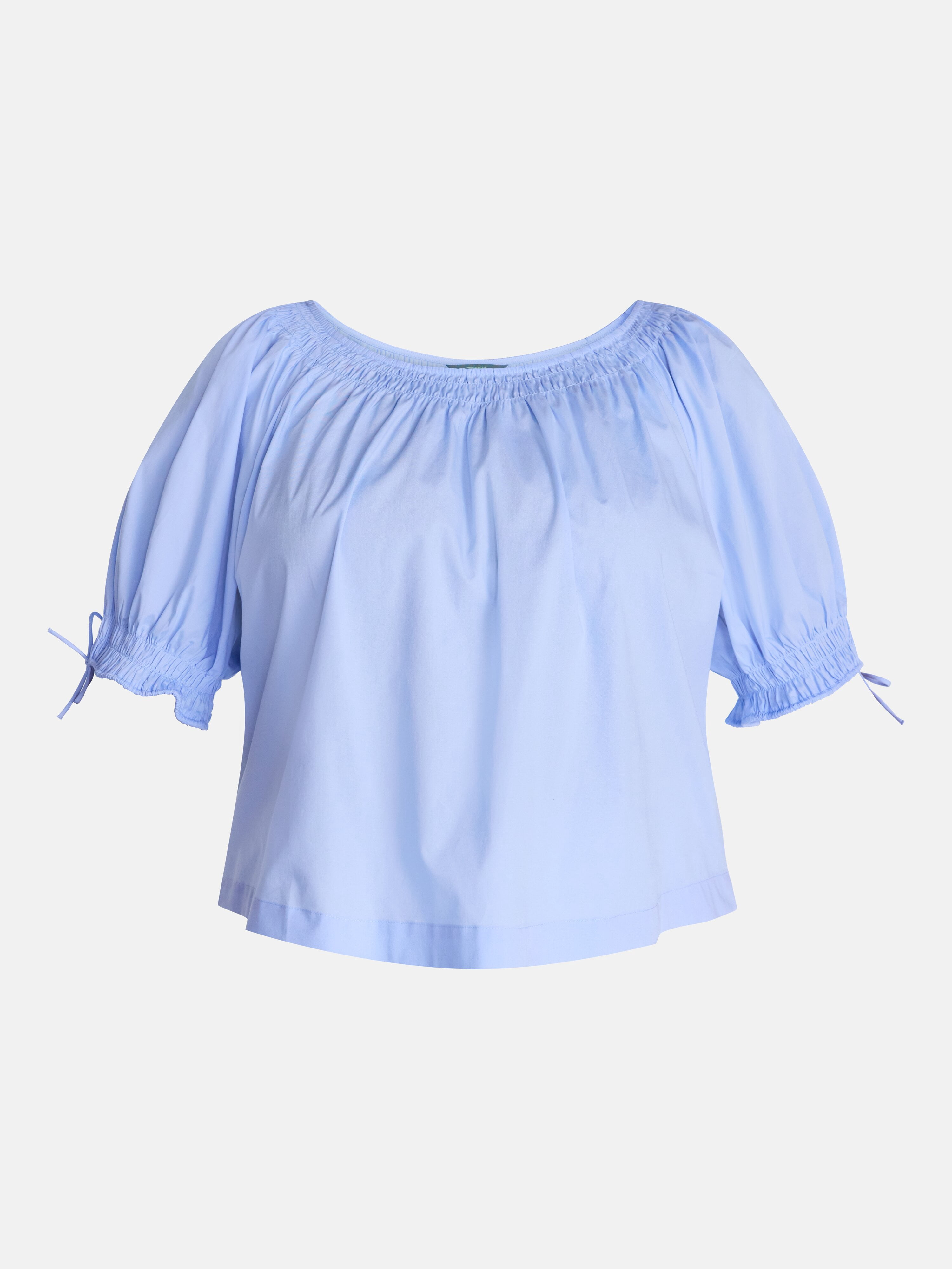 Terra & Sky Women's Plus Scoop Neck Top with Short Tie Puff Sleeves, Sizes 0X-5X