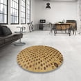 thumbnail image 3 of Ahgly Company Indoor Round Abstract Yellow Oriental Area Rugs, 5' Round, 3 of 6