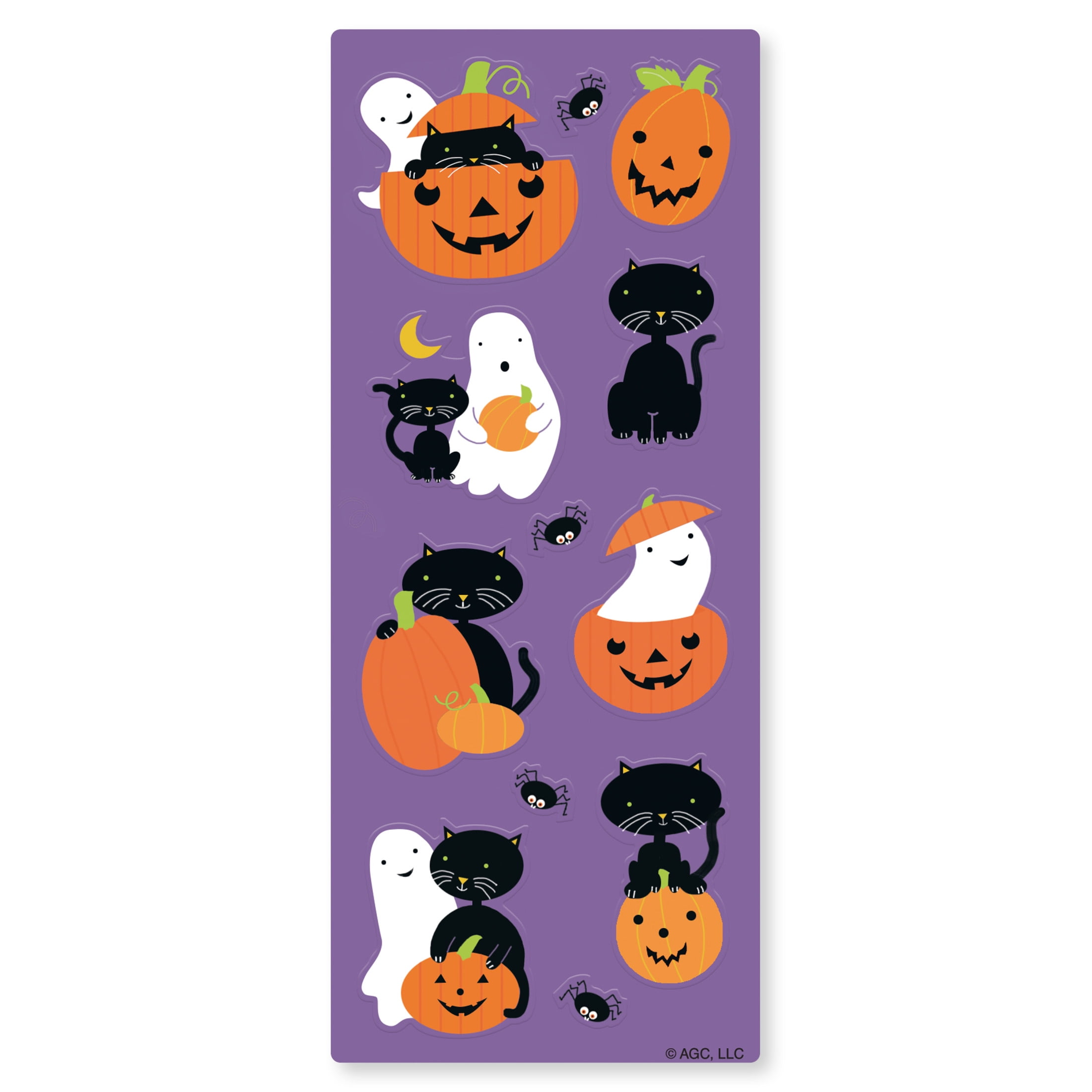 American Greetings Halloween Sticker Set, Slim Strips with Cats and Pumpkins (24 Stickers, 2 Sheets)
