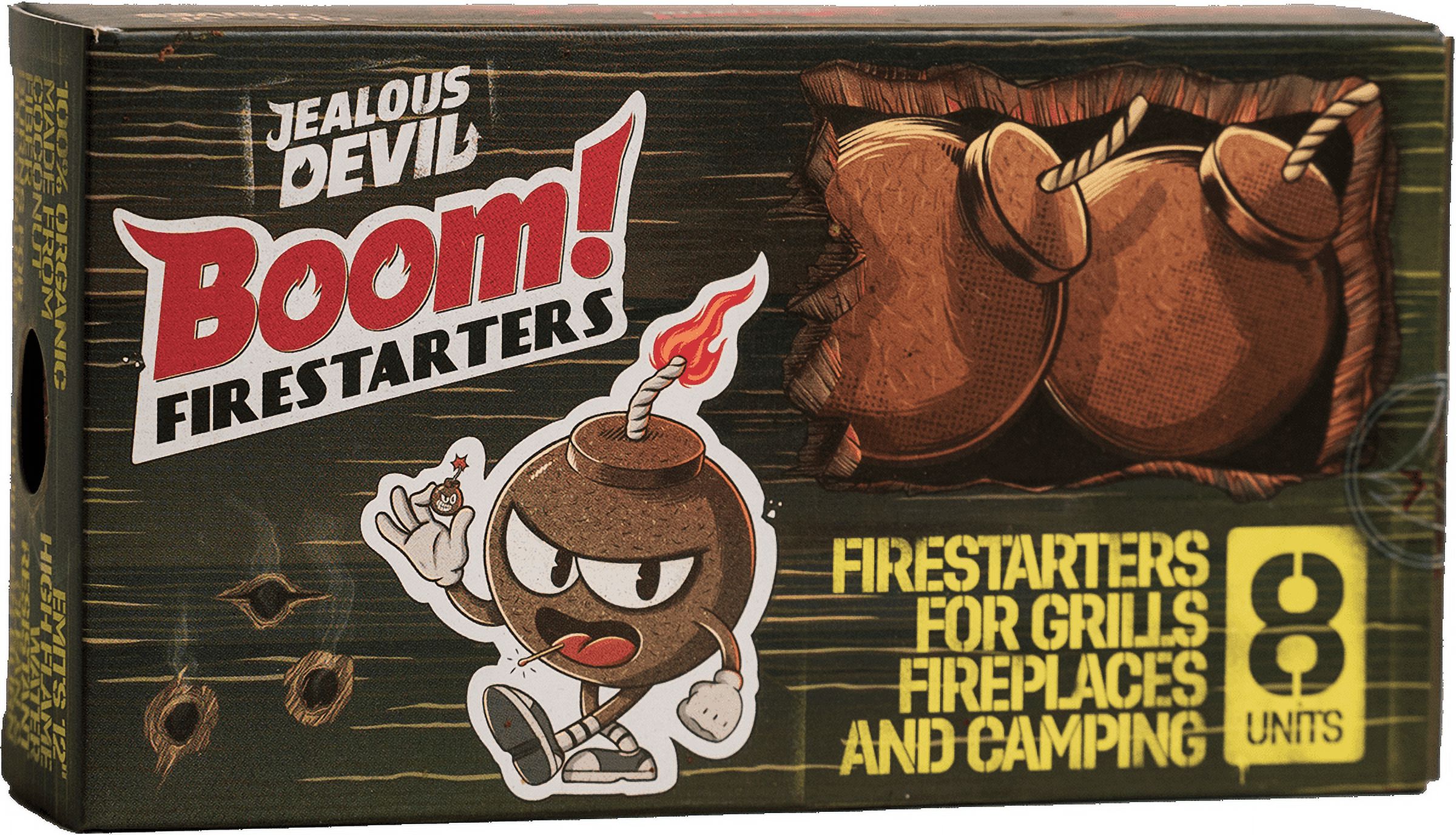 Jealous Devil Boom Fire Starters 8 Pack for Charcoal Grilling and Campfires