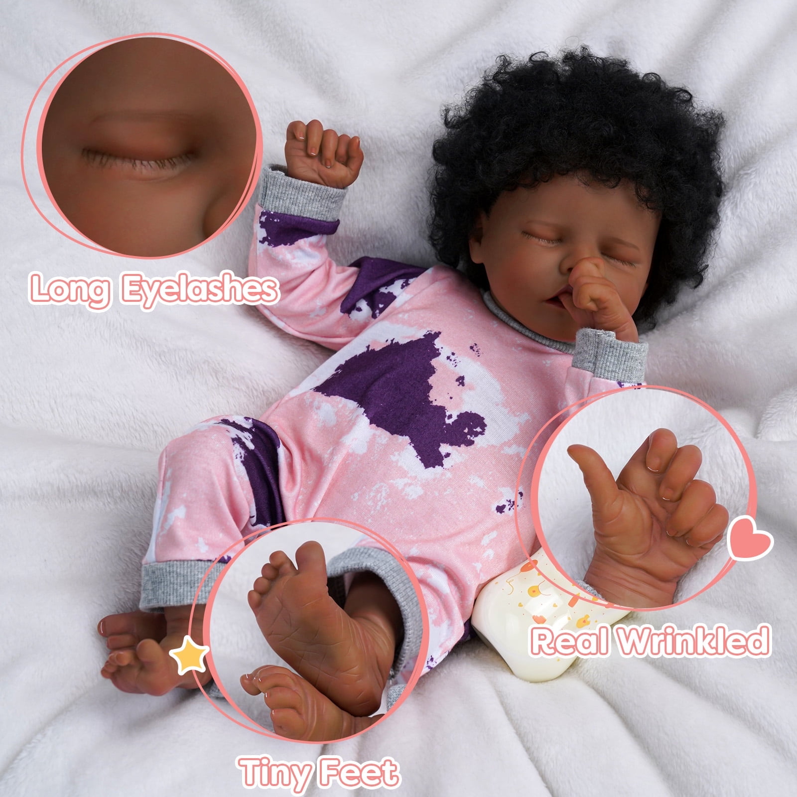 RSG Lifelike Reborn Baby Dolls 17 Inch Baby Dolls African American Real Life Baby Dolls Full Soft Cloth Body Gift Box for Kids Age 3+