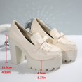 thumbnail image 7 of Gpaecead Women Bow Tassel Chunky Hight Heel Loafer Faux Leather Summer Outdoor Platform Non Slip Comfort Shoes, Beige, 7 of 7