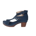 thumbnail image 2 of MLCDZ Wedge Heeled Sandals Cute Wedge Sandals Summer Hollow Open Toe Ankle Buckle Sandal Trendy Casual Comfort Beach High Chunky Heel Dressy Cutout Booties Dark Blue 37, 2 of 9