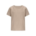 thumbnail image 4 of CONZONE Women's Cotton Linen Tshirts Short Sleeve T Shirts for Women Casual Crew Neck Solid Color Lightweight Tees Soft Cozy Tops, 4 of 5