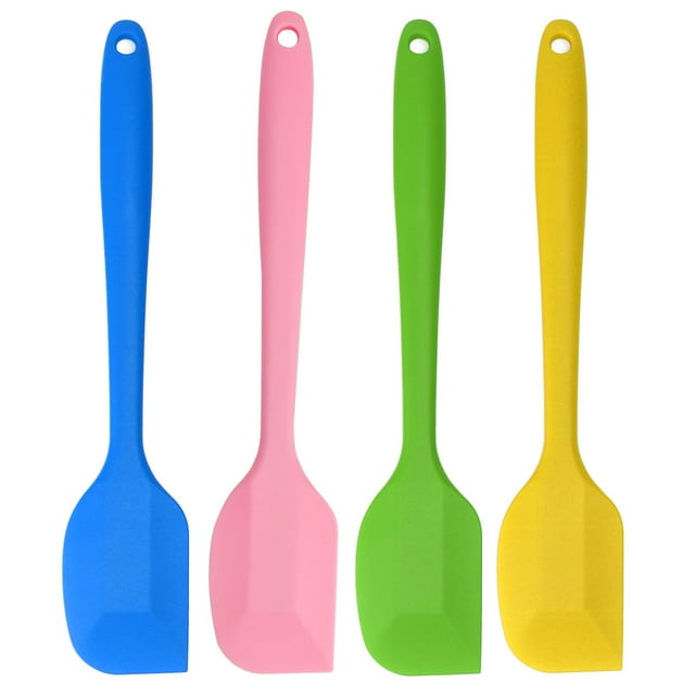Espátula de silicona Unique Bargains Calor Resistente Anti-adherente Azul rosa amarillo verde 4 piezas
