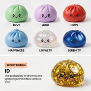 HZYZ 4 Golden Ticket Edition Dumpling Squishy Toy Mystery Box, Rare Golden Glitter Dumpling Squishy Bun, Stress Relief Sensory Dumpling Squishy Toys for Everyone Anxiety Relief