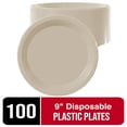 thumbnail image 3 of Exquisite 9" Ivory Disposable Party Plastic Plates, 100 Count, Heavy Duty 350 GSM Plate, 3 of 7