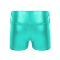 thumbnail image 2 of Haitryli Kids Girls Dance Shorts Gymnastics Ballet Tumbling Bottoms Shiny Leather Athletic Booty Shorts Blue Green 4, 2 of 5