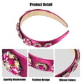 thumbnail image 4 of Unique Bargains Bling Vintage Flowers Rhinestone Rose Red Satin Wide Edge Headband for Women, 5.12"x1.18", 1Pcs, 4 of 7
