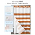 thumbnail image 2 of No Hook Cloth Fabric Shower Curtain with Snap in Liner, Burnt Orange Grey Stripe Waterproof Shower Curtains Set with See Through Top Window, Minimalist Farmhouse Striped Bath Curtains Shower 36"x78", 2 of 6