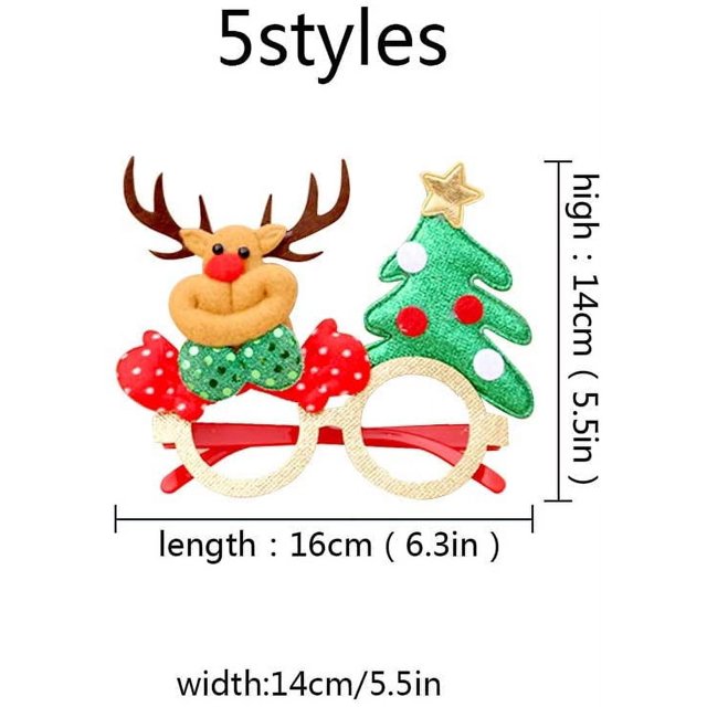 Juego de 5 pares de gafas de Navidad novedosas con lentejuelas para fiesta de Navidad, gafas creativas divertidas, decoración navideña, gafas de disfraces para niños y adultos, decoraciones Adepaton WLJ-2193