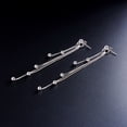 thumbnail image 4 of 1 pair Rhodium Plated 925 Sterling Silver Stud Earrings Tassel with Beads Platinum 90mm, 4 of 5