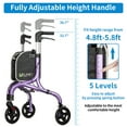 thumbnail image 2 of Planetwalk Premium 3 Wheel Walkers for Seniors - 8'' Wheel Ultra Lightweight Aluminum Folding Walker, Dark Purple, 2 of 7