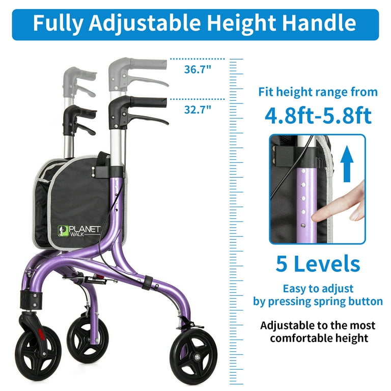 Planetwalk Premium 3 Wheel Walkers for Seniors - 8'' Wheel Ultra