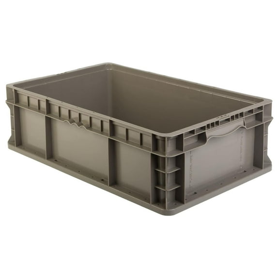 Exchange 24 x 15 x 7.5 (2 Pack) Straight Wall Handled Storage Container Tote, Gray/Brown