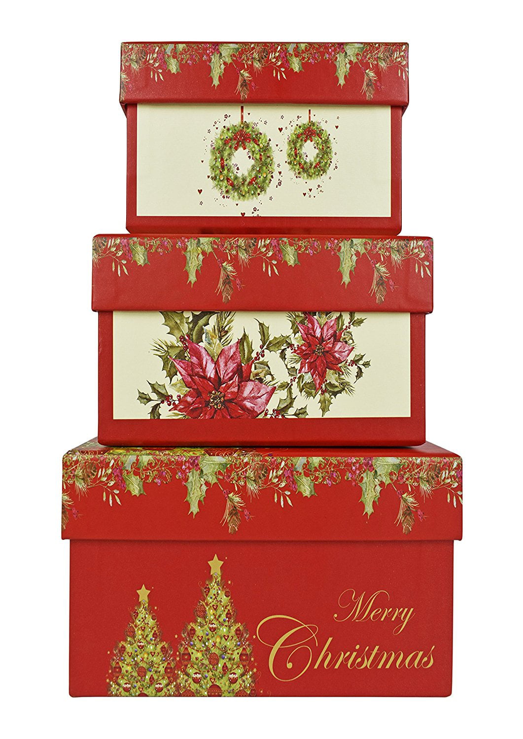 Alef Elegant Decorative Holiday Themed Nesting Gift Boxes -3 Boxes ...