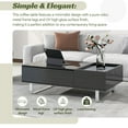 thumbnail image 3 of Tensun Black Lift Top Coffee Table - 45 Inch Contemporary Center Table with Drawer and Metal Frame Legs, High-Gloss Surface, Ideal for Living Room, 3 of 5