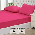 thumbnail image 3 of 700 Thread Count 100% Egyptian Cotton 3-Piece Fitted Sheet ( 1 Fitted Sheet + 2 Pillow Covers) 15 Inches Deep Pocket Size Full XL Color Hot Pink Solid, 3 of 6