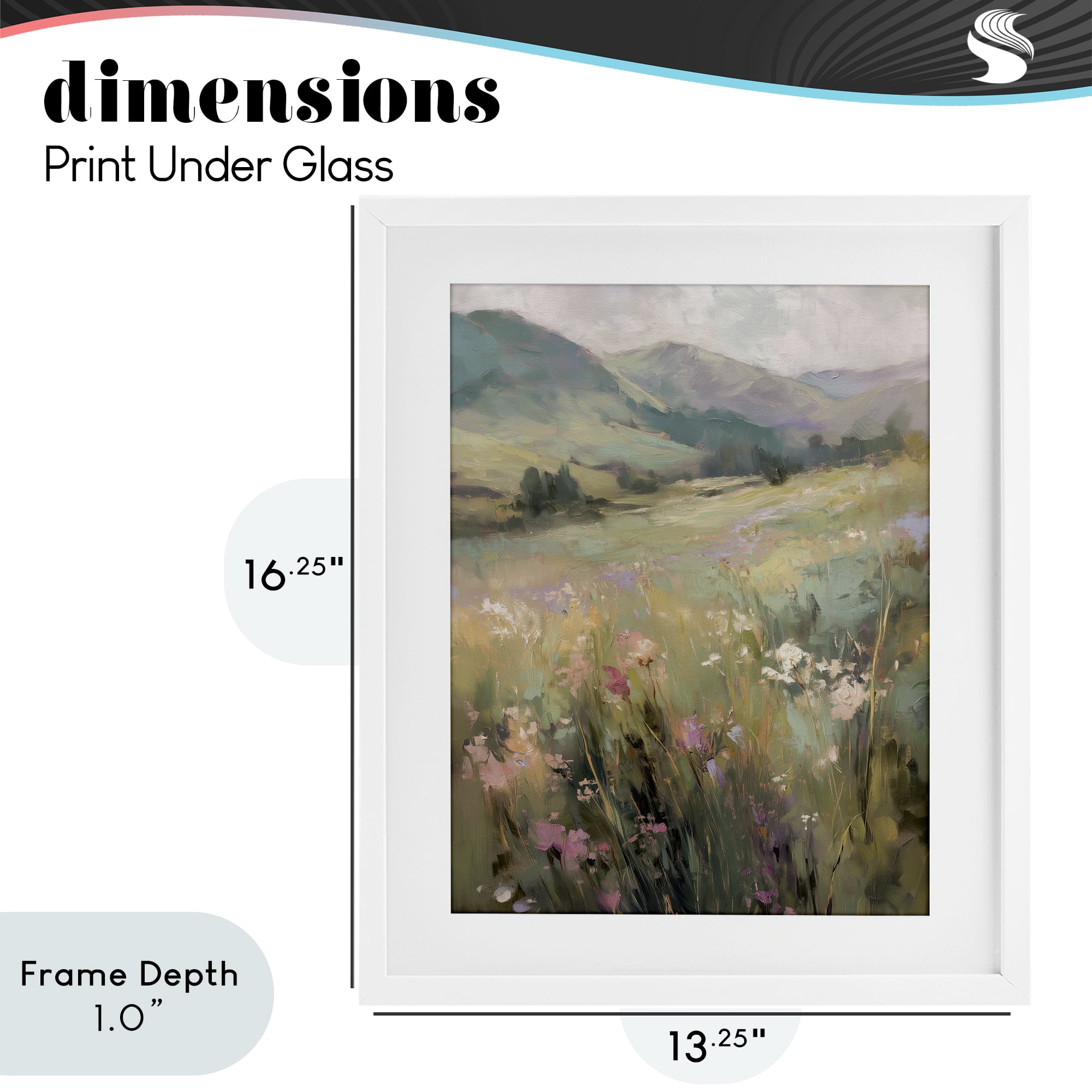 Stupell Industries Sunlit Meadows Landscape White Framed Print Under Glass, design by Svetlana Aleynikova