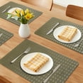 thumbnail image 2 of Unique Bargains Set of 6 Leather Placemats for Kitchen Dining Table Olive Green, 2 of 6