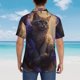 thumbnail image 4 of Fotbe Purple Flower Lazy Cat Camisa Hawaiana para Hombre Unisex – Camisa Casual de Verano con Botones de Manga Corta de Algodón y Lino,XX-Large, 4 of 7