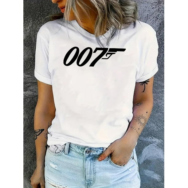Camiseta De Mujer Verano Activewear Camiseta Básica Para Senderismo Deportes VacacionesWomen'S Casual Geometric Pattern T-Shirt - Polyester, Medium Stretch, Round Neck, Short Sleeve, Comfortable Sum