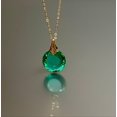 thumbnail image 2 of 14k Yellow Gold Plated 18" 2Ct Round Cut Lab-Created Green Emerald Solitaire Pendant, 2 of 3