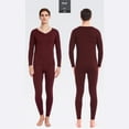 thumbnail image 3 of Homenesgenics Thermal Underwear Long Underwear 2-Piece Set Men's Casual Thermal underwear Middle Collar Pure Color Warm Clothing Suit, 3 of 3