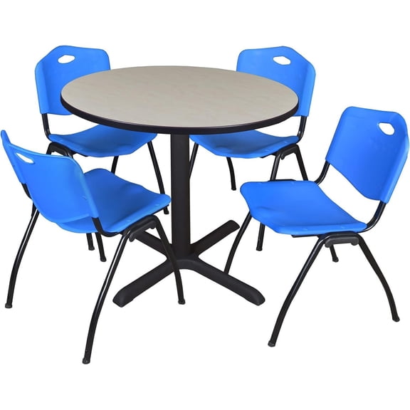 Round Breakroom Table Set with 4 Stack Chairs - Office & Dining