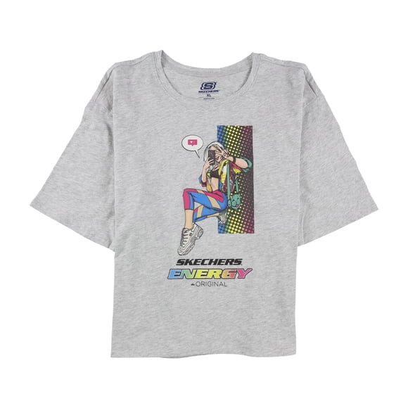Skechers Selfie Girl Graphic playera para mujer, gris, pequeño