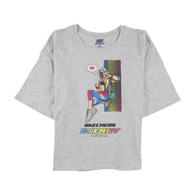 Skechers Selfie Girl Graphic playera para mujer, gris, pequeño