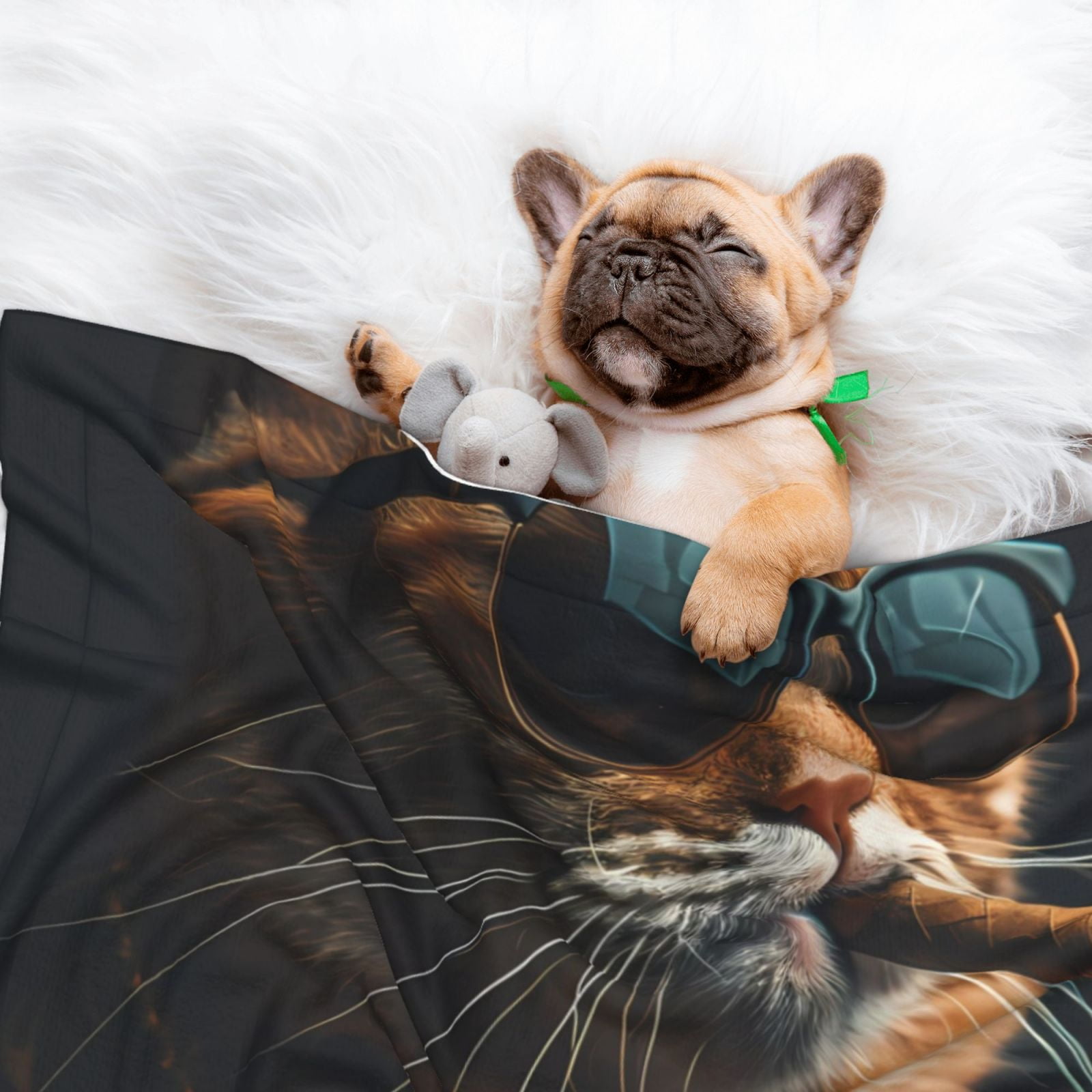 Naloa Dapper Cat in Sunglasses Dog Blanket, 3 Sizes Cat Blanket for Indoor Cats Large Medium Small Dog Gifts-Medium