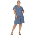 thumbnail image 1 of White Mark Robe à Manches Courtes Col en V pour Femmes Grande Taille, 1 of 6