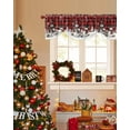 thumbnail image 4 of Christmas Snowman Tie Up Valances Curtain, Winter Snowflakes Tree Pine Cone Red Plaid Adjustable Rod Pocket Short Window Treatment Tie Up Curtains Valances for Kitchen Living Room Bathroom 42x12 In, 4 of 9