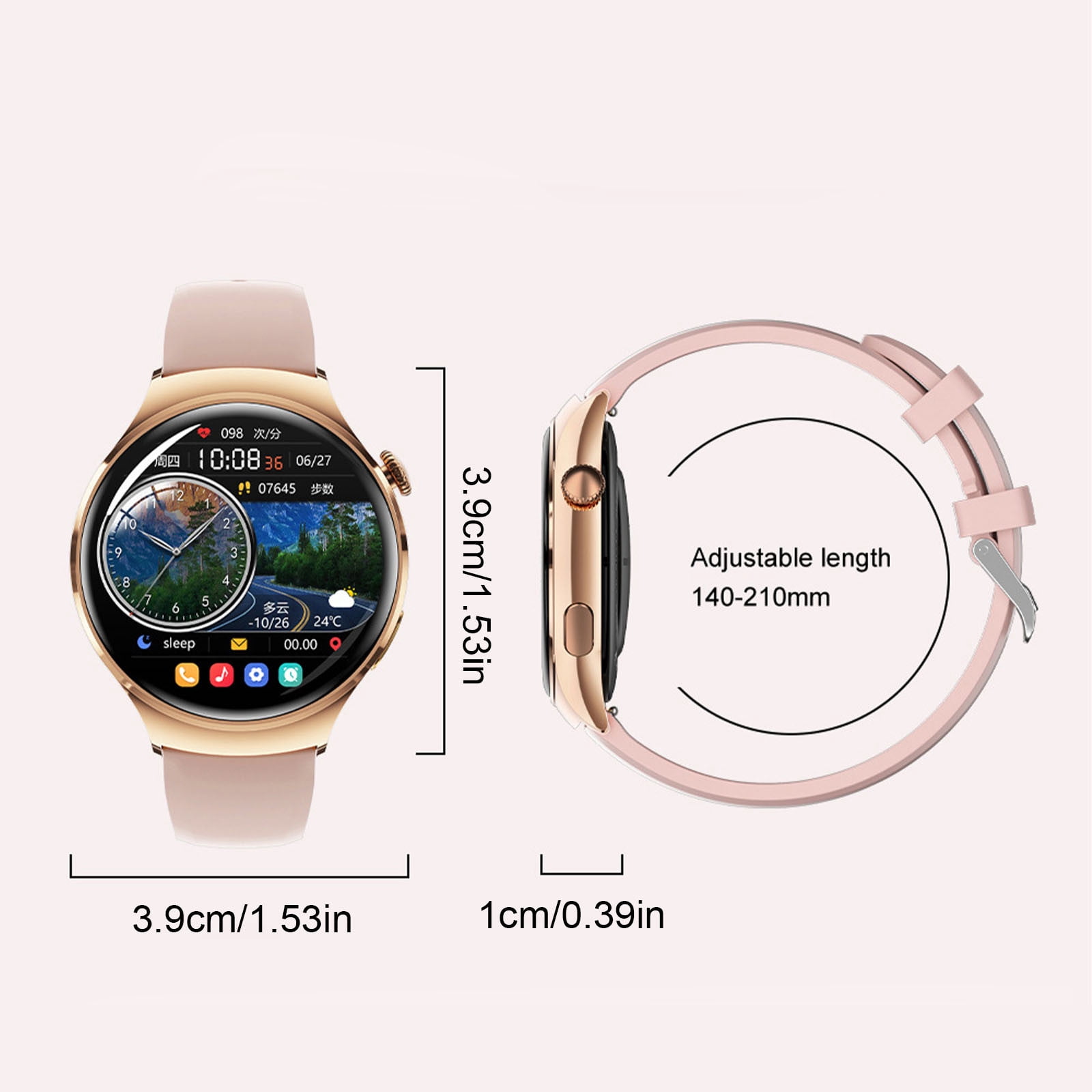 Hwkond Smart Watches Men Women, New Bluetooth Call For Women's Health Temperature NFC Smartwatch(Gold)