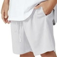 thumbnail image 1 of Aayomet Running Shorts for Men Drawstring Color Solid Mesh Summer Double-Line Shorts Men's pants (White, L), 1 of 5