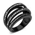 thumbnail image 1 of IP Black Stainless Steel Ring with AAA Grade CZ, Clear - Size 6, 1 of 1