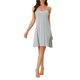 thumbnail image 2 of Noche de inspiración para mujeres, camisón sin mangas con ribete de satén, vestido de cami hasta la rodilla, talla XL, gris, 2 of 6
