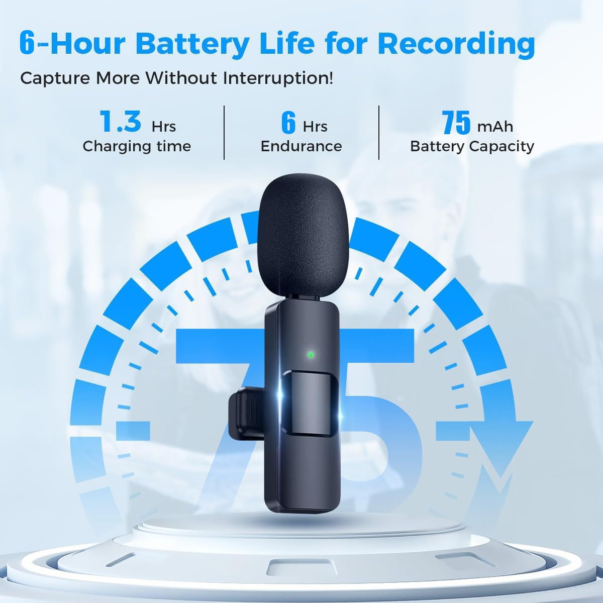 2Pcs Lavalier Wireless Microphone for iPhone,Mini Microphone for Recording, Live Streaming, YouTube, Tiktok, Facebook, Intelligent Noise Cancelling, Automatic Sync, No App