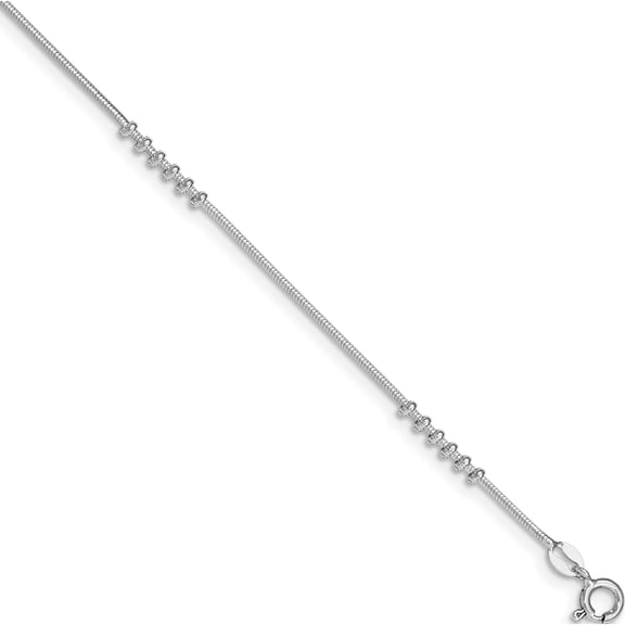 Sterling Silver Rhodium-Plated Polished With .5In Extension Anklet Made In Italy qg3567-10