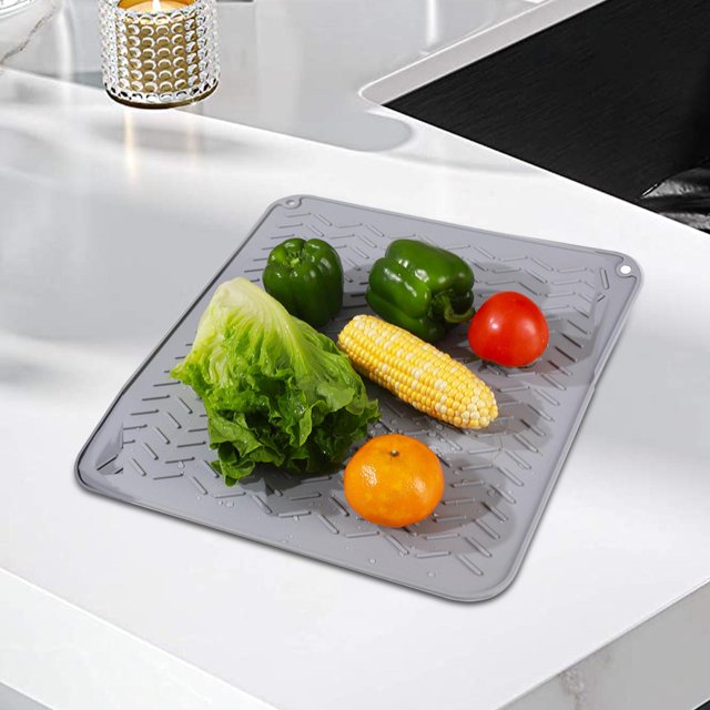 Elodie Silicone Dish Drying Mat Hygienic Drying Pad Non Slip Heat Resistant Counter Top M