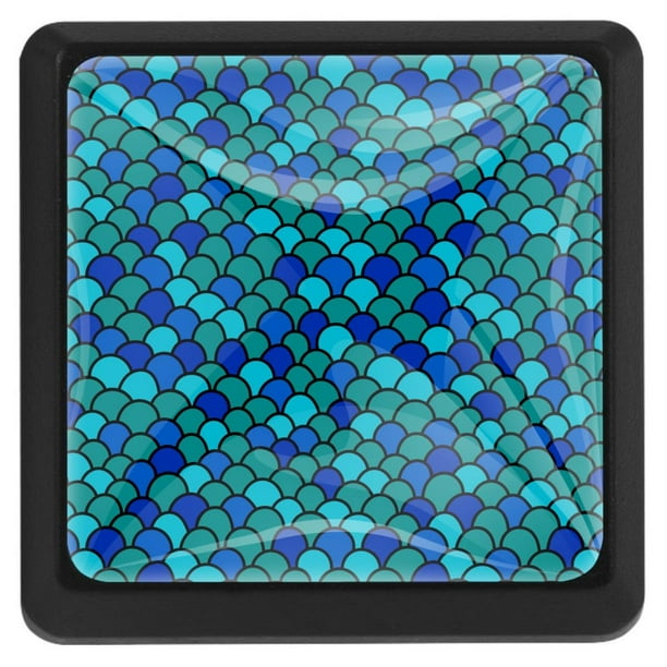 3 Pack Royal Green Fish Square Door Knobs Decor for Cupboard