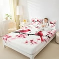 thumbnail image 4 of Manfei Cardinal Bird Queen Sheet Sets,Cherry Blossom Flat Sheet,Pink Red White Queen Fitted Sheet For Girl Teens,Breathable Home Decor,4-Piece, 4 of 7