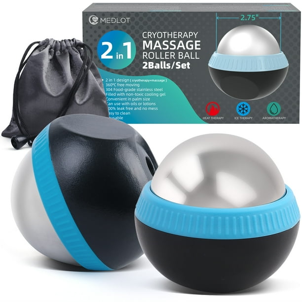 LotFancy 2Pcs Cold Massage Roller Ball with Gift Box, Cryosphere Ice Glacier Ball for Muscle