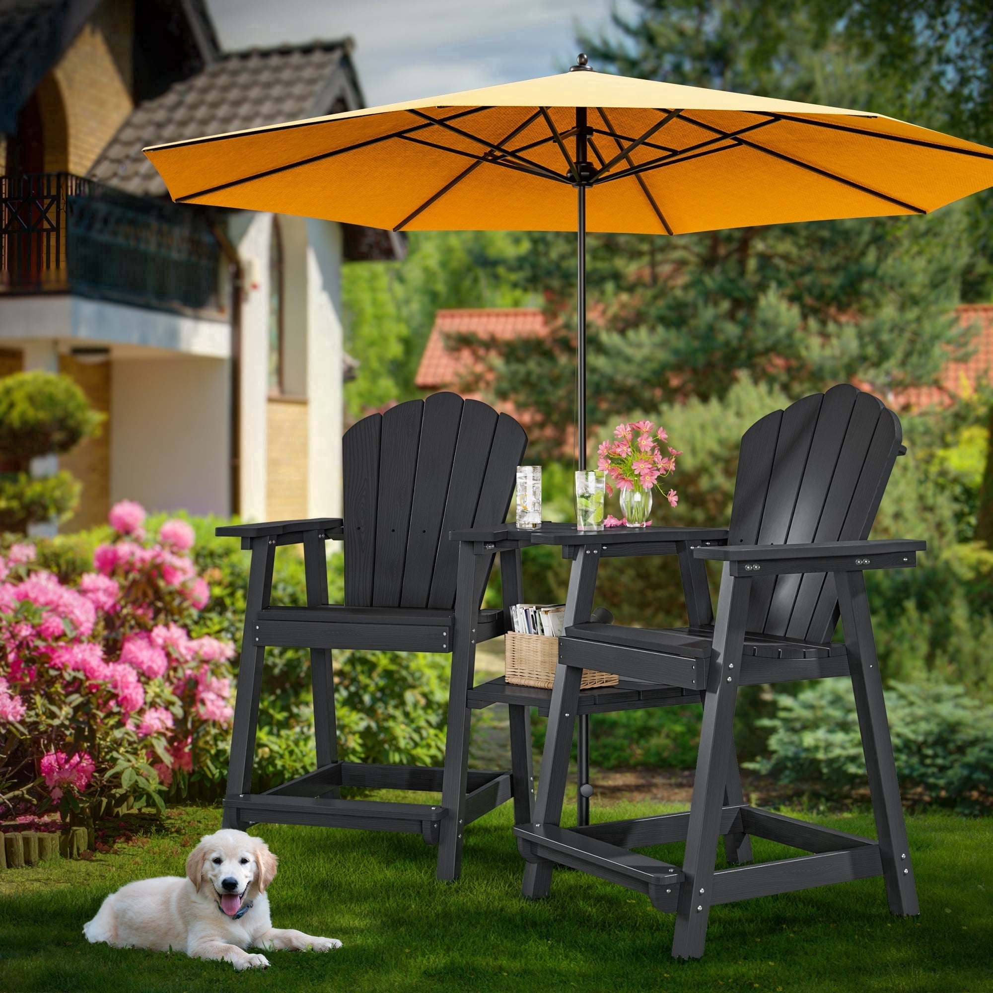 Westin Outdoor with Side Table HDPE Plastic Adirondack Chair