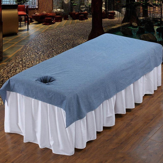 Reusable Washable Cotton Acupuncture Massage Table Bed Table Sheet Pad Cover Dark Blue