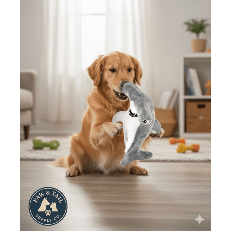 Spunky Pup Clean Earth Plush Hammerhead Shark, Large Dog Toy